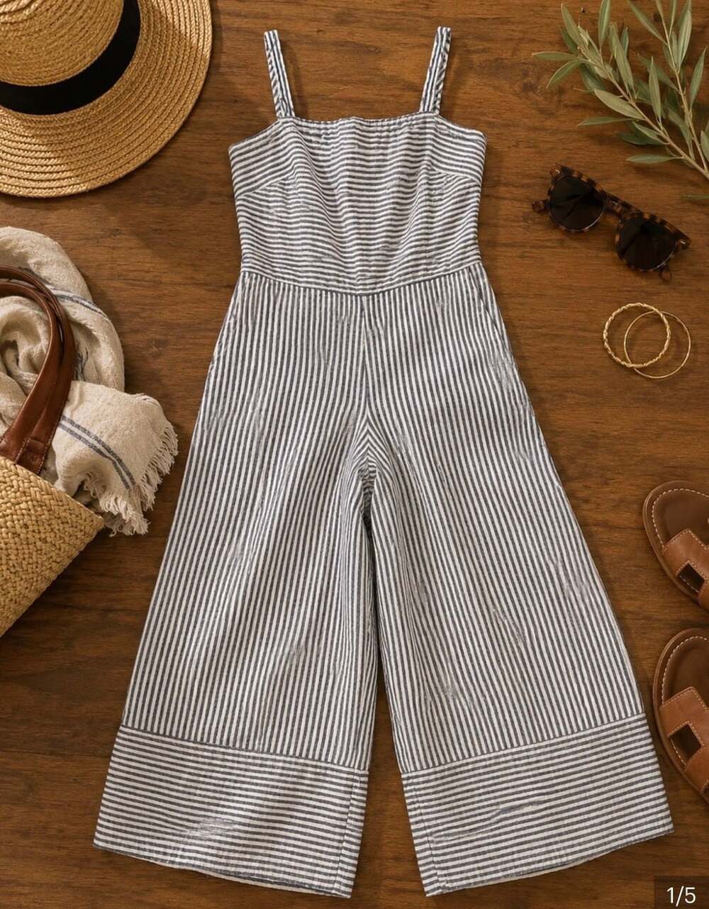 beachlunchlounge Collection Striped Strappy Palazzo Jumpsuit (r1)